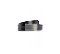 Leather Belt with Branded Gunmetal Plaque Buckle - female - Hugo - Belts - Black - 100 CM - Accessories 100 CM