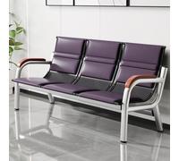 Leather Bench Seating with Backrest and Solid Wood Armrests - Durable 3-Seater for Waiting Rooms, Airports, Banks, Hospitals, and Salons