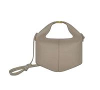 Leather Bento Lunch Bag Lock Buckle Design Handbag Women's City Simple Style Small Size(Grey)