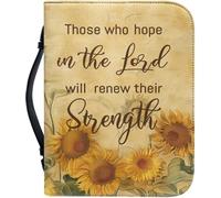 Leather Bible Cover For Women - Xl Protective Case Organizer For Church, Travel & Study With Bookmark - Stylish Christian Gift For Her Those Who Hope in the Lord Will Renew Their Strength 10.2x7x1.9