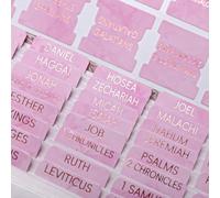 Leather Bible Tabs for Women and Men, 75 Chapters Laminated Dividers Bible Book Tabs, New/Old Testament Easy Navigation, Large Print, Bible Study Supplies (Rose Pink)