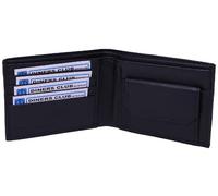 Leather Bifold Wallet, Multiple Card Slots, Twin Note Section, Coin Pocket with Press Stud, Black