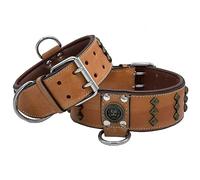 LEATHER BIG DOG COLLAR WIDE STUDDED WITH LION SOFT PADDING (NECK 15'' TO 18'')
