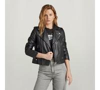 Leather Biker Jacket - Black - Women XS