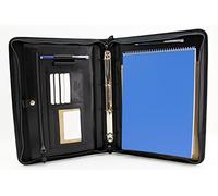 Leather Binder 4 Rings Professional Organizer Conference Folder a4 Business Meeting Folio Black