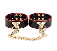 Leather Bondage Handcuffs BDSM Restraints Sex Toys Wrist Ankle Cuffs Adjustable Bracelets Restraining Hand Cuffs Fetish Adult Women Bed Restraint Kit Couples SM Games Sexy Slave Beginner Role Play Toy