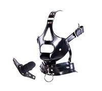 Leather Bondage with Detachable Silicone Dildo Mouth Gag Adjustable Head Harness BDSM Fetish Slave Restraints for Men Women Couple
