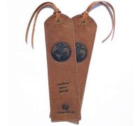 Leather Bookmark Handmade - Genuine Crazy Horse Pack of 2 Leather Bookmarks with Unique World Map Design - Perfect Bookmarks for Men Women Kids and Bookworms
