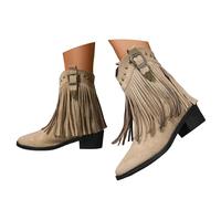 Leather Boots for Women Lace Fashion Casual Suede Low Top Outerwear Ankle Women's with Heels (Beige, 7)