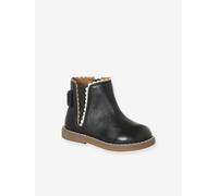 Leather Boots with Elastic, for Baby Girls black