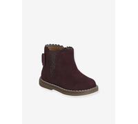 Leather Boots with Elastic, for Baby Girls bordeaux red