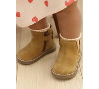 Leather Boots with Elastic, for Baby Girls camel