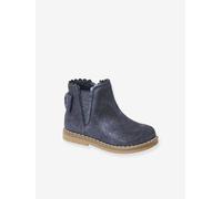 Leather Boots with Elastic, for Baby Girls navy blue