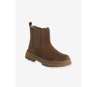 Leather Boots with Elastic & Zip for Girls camel