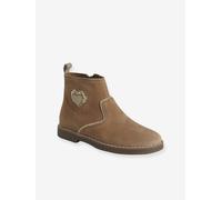 Leather Boots with Heart Design, Designed for Autonomy camel