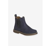 Leather Boots with Seams, for Girls navy blue