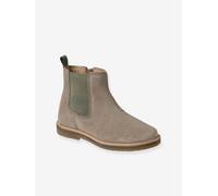 Leather Boots with Zip & Elastic for Children grey