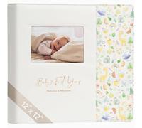 Leather-Bound Baby Book Memories from Baby Shower to Age 5 - Baby Scrapbook Album | Photo Frame, Baby Footprint Ink Pads, Milestone Stickers | Baby Memory Book Newborn Boys Girls | Beautiful Gift Set