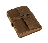 Leather Bound Notebook Journal 5x7 inches - Rustic Handmade Vintage Leather Bound Journals for Men and Women - Kraft Lined Paper 200 Pages, Leather Book Diary Pocket Notebook, Brown By Kraftrust