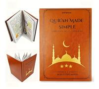 Leather-Bound Quran Study & Prayer Notebook - 30 Simplified Illustrated Juz Explained, Undated Faith Journal with Analysis & Notes, Islamic Worship Guide for Learning & Reflection - 25×18cm