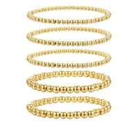 Leather Bracelet Boys Hand Cord 4 mm 6 mm Simple Round Pearl Gold American Elastic Bead Bracelet Bracelet 3, one size, Plastic, No Gemstone