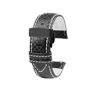 Leather Bracelet Carbon Fiber Pattern Watchband 20mm Black Red Orange Stitching 22mm Quick Release Watch Strap(White line-Black,20mm)