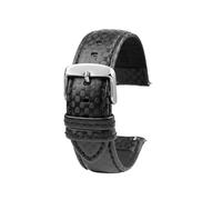 Leather Bracelet Carbon Fiber Pattern Watchband 20mm Black Red Orange Stitching 22mm Quick Release Watch Strap(Black line -S pin,20mm)