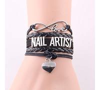 Leather Bracelet For Women,Vintage Genuine Black Leather Braided Bangles Stacks Heart Infinity Love Nail Artist Multilayers Wrap Charm Bracelets Personality For Men Boys Women