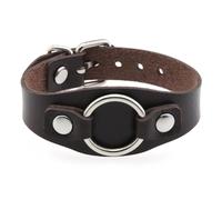 Leather Bracelet,Hand-Woven Adjustable Fashion Light Luxury Circle Snaps Buckle Leather Bracelet, Energy Jewellery for Men Women Dark Brown