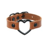Leather Bracelet,Hand-Woven Adjustable Fashion Light Luxury Punk Retro Dark Heart-Shaped Snaps Buckle Leather Bracelet, Energy Jewellery for Women Men Light Brown