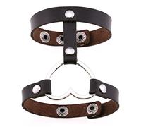 Leather Bracelet,Hand-Woven Adjustable Fashion Punk Personalized Heart-Shaped Snaps Buckle Leather Bracelet, Energy Jewellery for Women Men Dark Brown