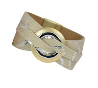 Leather Bracelet,Hand-Woven Double Layer Bohemian Fashion Retro High-End Arge Circle Accessories Magnetic Buckle Leather Bracelet, Energy Jewellery for Women Beige