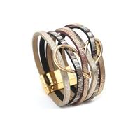 Leather Bracelet,Hand-Woven Multi-Layer Bohemian Fashion Large Heart Magnetic Buckle Leather Bracelet, Energy Jewellery for Women Style H