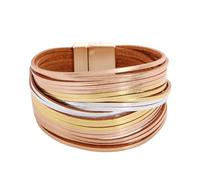 Leather Bracelet,Hand-Woven Multi-Layer Bohemian Fashion Light Luxury Magnetic Buckle Leather Bracelet, Energy Jewellery for Women Style A