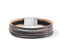 Leather Bracelet,Hand-Woven Multi-Layer Bohemian Fashion Mixed Color Light Luxury Magnetic Buckle Leather Bracelet, Energy Jewellery for Women Style C