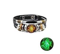 Leather Bracelet Man,Hand-Woven Adjustable Multi-Layer Light Luxurythe Twelve Constellations Glow In The Dark Snaps Buckle Leather Bracelet, Energy Jewellery for Men Women Capricorn