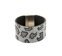 Leather Bracelet Man,Hand-Woven Multi-Layer Bohemian Fashion Gravel Rice Beads Wide Edge Magnetic Buckle Leather Bracelet, Energy Jewellery for Women Style B