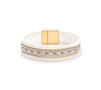 Leather Bracelet Man,Hand-Woven Multi-Layer Bohemian Fashion Retro High-End Classic Leather Braided Magnetic Buckle Bracelet, Energy Jewellery for Women White