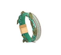 Leather Bracelet Man,Hand-Woven Multi-Layer Bohemian Fashion Retro High-End Diamond Personality Magnetic Buckle Leather Bracelet, Energy Jewellery for Women Green
