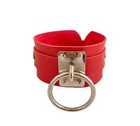 Leather Bracelet Man,Hand-Woven Punk-Style Single Hanging Ring Niche Design Fashion Snaps Buckle Width Leather Bracelet, Energy Jewellery for Women Men Red