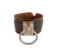 Leather Bracelet Man,Hand-Woven Punk-Style Single Hanging Ring Niche Design Fashion Snaps Buckle Width Leather Bracelet, Energy Jewellery for Women Men Purple