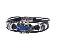 Leather Bracelets for Men - Rock Punk Jewellery, Music Accessories | Bracelet with Guitar, Adjustable and Multilayer Design, Ideal for Rock Fans, Birthday and Casual Look, Se référer au