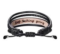 Leather Bracelets for Men Women Inspirational Gifts for Him Her Handmade Black Braided Best Friend Bracelet Motivational Birthday Gift for Boyfriend Husband Girlfriend Dad Anniversary Christmas