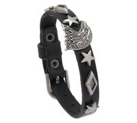 Leather Bracelets for Women,Hand-Woven Adjustable Light Luxury Retro Star Geometric Stud Eagle Head Leather Bracelet, Energy Jewellery for Men Women Black