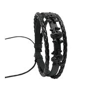 Leather Bracelets for Women,Hand-Woven Adjustable Multi-Layer Fashion Punk High-End Devil Head Accessories Leather Bracelet, Energy Jewellery for Women Men Black