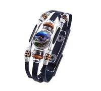Leather Bracelets for Women,Hand-Woven Adjustable Multi-Layer Pu Twelve Constellation Snaps Buckle Leather Bracelet, Energy Jewellery for Men Women Capricorn