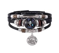 Leather Bracelets for Women,Hand-Woven Adjustable Multi-Layer The Twelve Constellations Glow In The Dark Snaps Buckle Pendant Leather Bracelet, Energy Jewellery for Men Women Scorpio