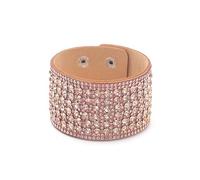 Leather Bracelets for Women,Hand-Woven Bohemian Fashion Velvet Hot Diamond Inlaid Diamond Snap Button Wide Leather Bracelet, Energy Jewellery for Women Rose Gold