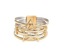 Leather Bracelets for Women,Hand-Woven Multi-Layer Bohemian Fashion Hollow Five-Pointed Star Magnetic Buckle Bracelet, Energy Jewellery for Men Women Gold