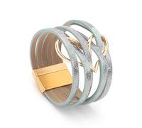 Leather Bracelets for Women,Hand-Woven Multi-Layer Bohemian Fashion Large Heart Magnetic Buckle Leather Bracelet, Energy Jewellery for Women Style L